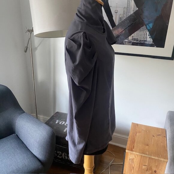 JASAMBAC Blouse Bow puff pouf sleeve top - DARK GREY, Large (12 US) - Picture 6 of 8